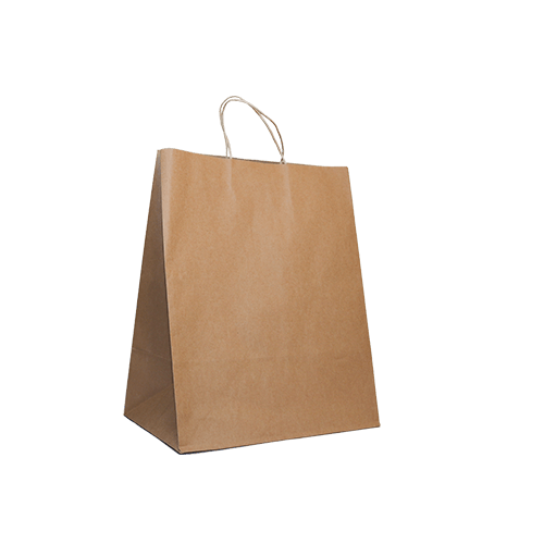 Right cross angle twisted handle brown kraft paper bag