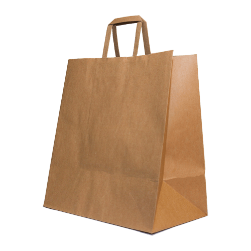 Right cross angle flat handle brown kraft paper bag