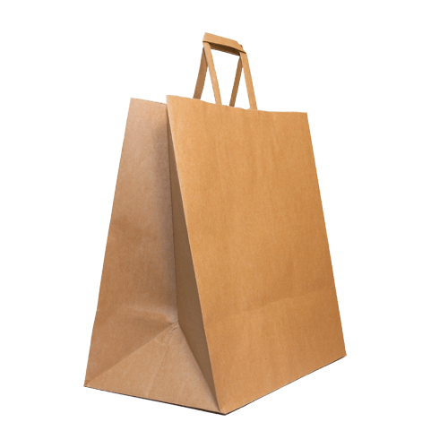 Left cross angle flat handle brown kraft paper bag