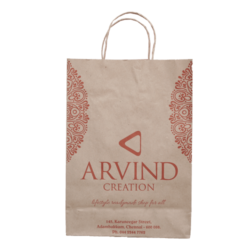 Front angle twisted handle kraft paper bag for arvind